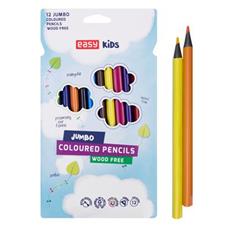 EASY Kids COLP JUMBO Trojhrann bezdev pastelky JUMBO z pryskyice, 12 ks, 12 barev