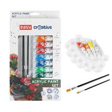 EASY Sada akrylovch barev 12 ml se ttci a paletou, 12 barev