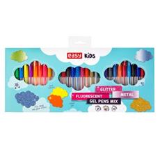 EASY GLITTER Gelov� pera se t�pytkami, v ne�nov�ch a metalick�ch barv�ch, 1,0 mm, 30 ks v balen�, mix barev