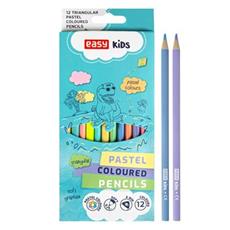 EASY PASTEL Trojhrann pastelky, 12 ks, 12 pastelovch barev