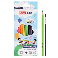 EASY AKWAR Trojhrann akvarelov pastelky se ttcem, 12 ks, 12 barev