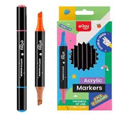 EASY ACRYLIC Oboustrann akrylov fixy, 6 ks, 12 barev