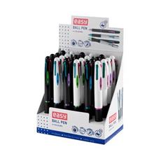 EASY 4COLOURS Čtyřbarevné kuličkové pero, čtyři barvy náplně, 0,7 mm, 24 ks v balení, černé-bílé