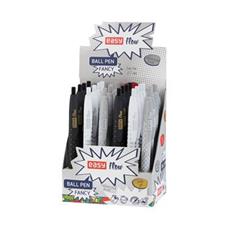 EASY FANCY Kuličkové pero, ČERNÁ semi-gel náplň, 0,7 mm, 24 ks v balení, šedé-bílé-černé
