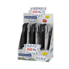 EASY WAY Přepisovatelné kuličkové pero, modrá náplň, 0,5 mm, 24 ks v balení, šedá/černá