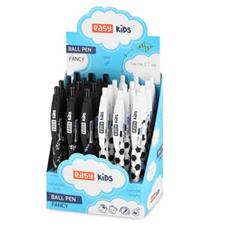 EASY Kids FANCY Kuličkové pero, modrá semi-gel náplň, 0,7 mm, 24 ks v balení, bílo-černé a černo-šedé
