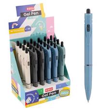 EASY T-GRIP Trojhranné kuličkové gelové pero, modrá náplň, 0,7 mm, 24 ks v balení, šedé-krémové-modré-zelené