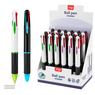 EASY 4COLOURS �ty�barevn� kuli�kov� pero, �ty�i barvy n�pln�, 0,7 mm, 24 ks v balen�, �ern�-b�l�