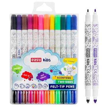 EASY Kids TWIN Oboustrann fixy s vn, vyprateln, 12 barev
