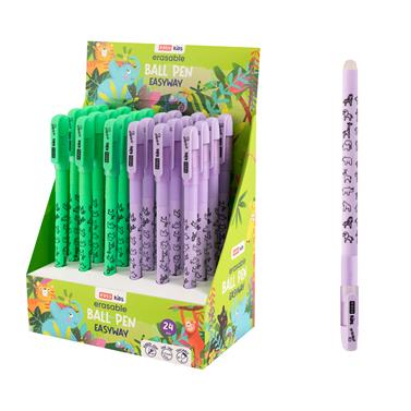 EASY Kids EASYWAY Gumovac� kuli�kov� pero, modr� n�pl�, 0,5 mm, 24 ks v balen�, fialov�-zelen�